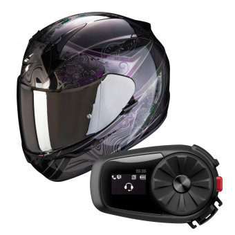 Integrale Scorpion Exo 390 Clara Black Silver + Kit Bluetooth Sena 5S Solo