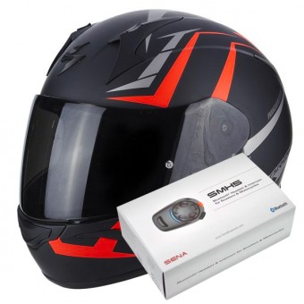 Integrale Scorpion Exo 390 Hawk Matt Black Neon Red