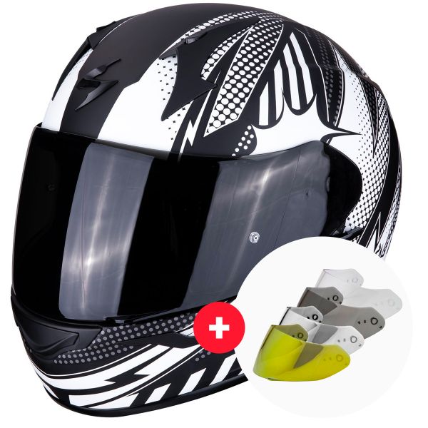 Integrale Scorpion Exo 390 Pop Nero Opaco Bianco + Visiera