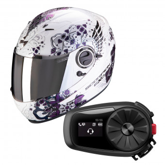 Integrale Scorpion Exo 490 Divina White Chameleon + Kit Bluetooth Sena 5S Solo