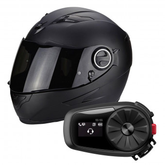 Integrale Scorpion Exo 490 Matt Black + Kit Bluetooth Sena 5S Solo