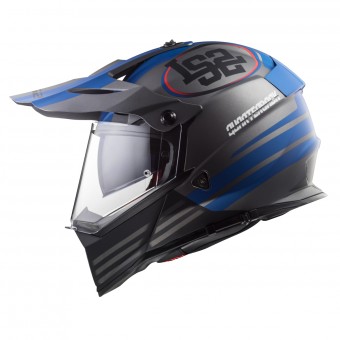 LS2 Pioneer Quarterback Matt Titanium Blue Blue MX436