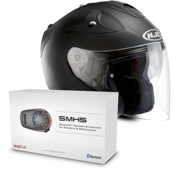 Jet HJC FG-Jet Nero Opaco + Sena SMH5 Bluetooth Kit