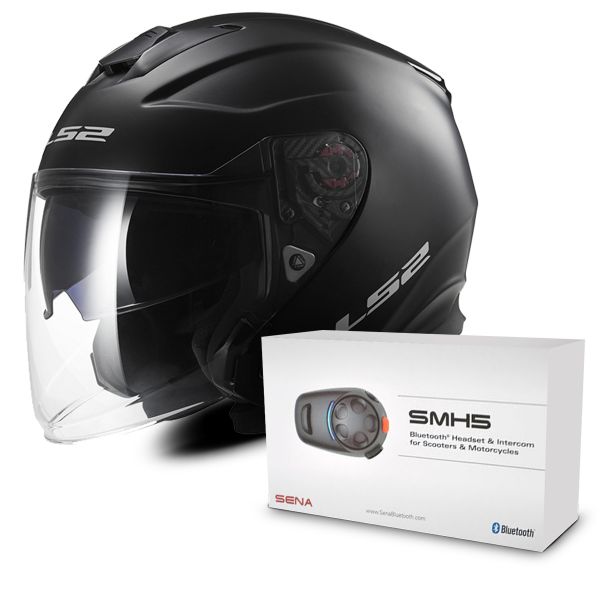 Pack Casco Moto + Kit Bluetooth : LS2 Infinity Matt Black OF521 + Kit  Bluetooth SMH5 Solo | iCasque.it