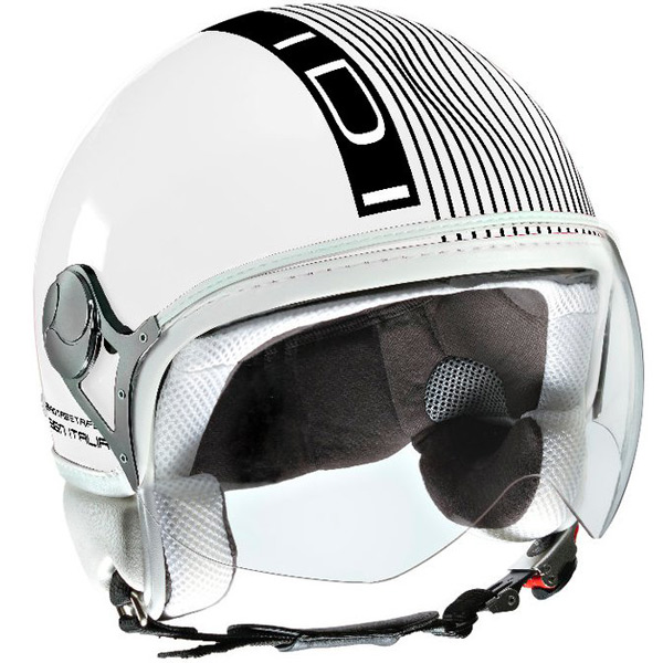 Casco Moto IDI Stripes Fluorescente Bianco - Nero