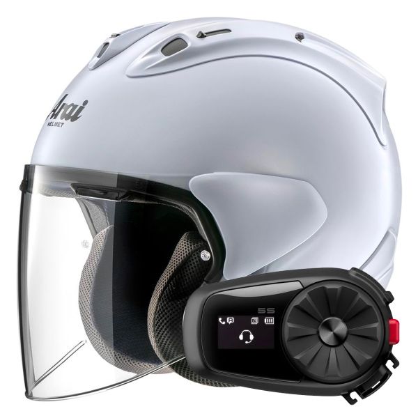 Jet Arai SZ-R Vas Evo Matt White + Kit Bluetooth 5S Solo