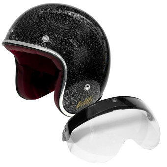 Jet Everone Will Glitter Black + Visiera Sollevabile 3 Bottoncini