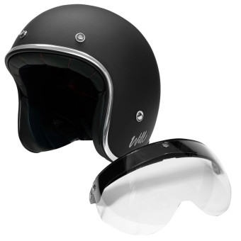Jet Everone Will Matt Black + Visiera Sollevabile 3 Bottoncini