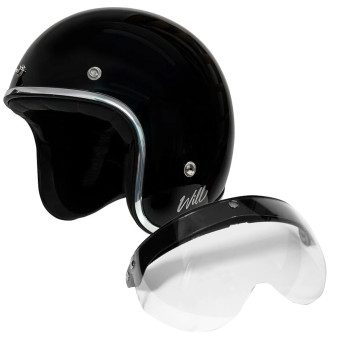 Jet Everone Will Shiny Black + Visiera Sollevabile 3 Bottoncini