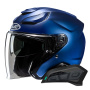 Casque Jet HJC F31 Semi Flat Metallic Blue + Kit Bluetooth Smart 11Be