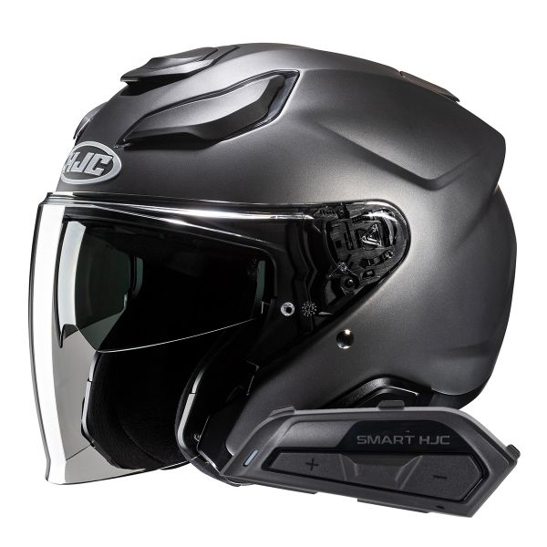 Jet HJC F31 Semi Flat Titanium + Kit Bluetooth Smart 21B Flat Black Jet HJC F31 Semi Flat Titanium + Kit Bluetooth Smart 21B Flat Black