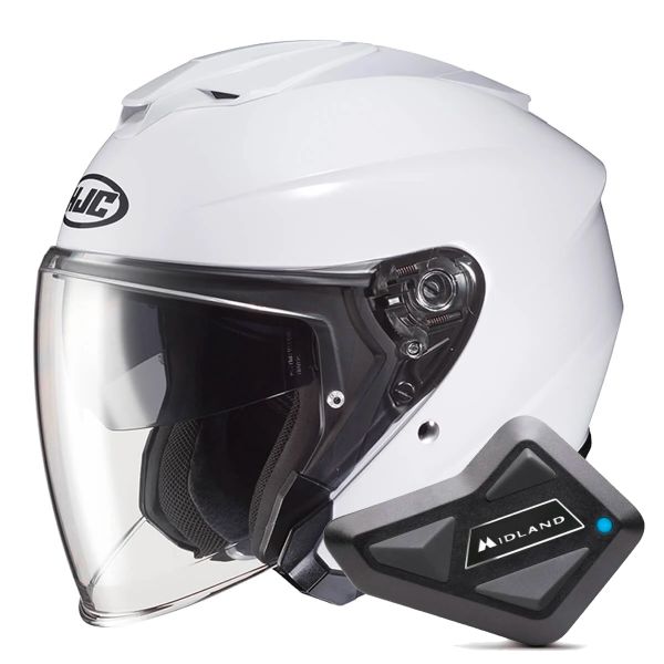 Jet HJC I30 Pearl White + Kit Bluetooth BT Mini Jet HJC I30 Pearl White + Kit Bluetooth BT Mini