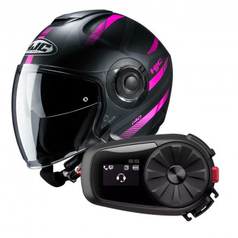 Jet HJC I40 Remi MC8SF + Kit Bluetooth Sena 5S Solo