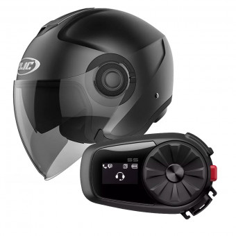 Jet HJC I40 Semi Flat Black + Kit Bluetooth Sena 5S Solo