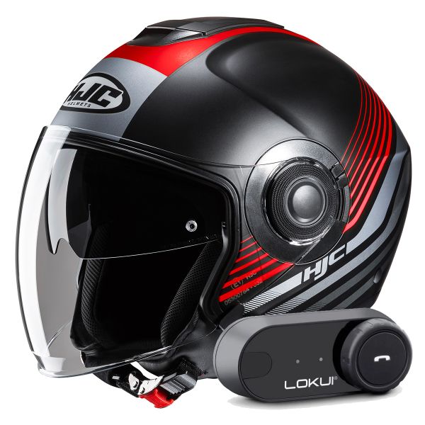 Jet HJC i40N Dova MC1SF + Kit Bluetooth Lokui K30