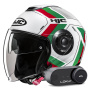 Casque Jet HJC i40N Velu MC41 + Kit Bluetooth Lokui K30