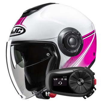 Casque Jet HJC i40N Vision MC8 + Kit Bluetooth 5S Solo