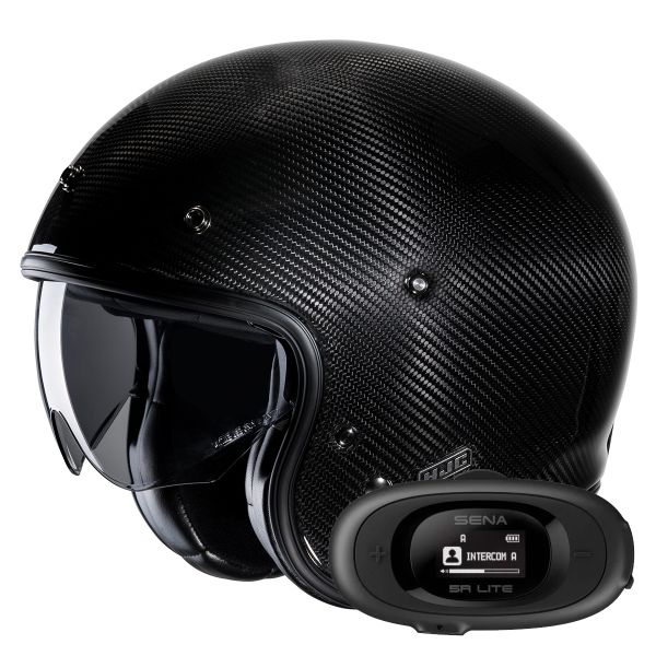Jet HJC V31 Carbon Black + Kit bluetooth 5R Lite