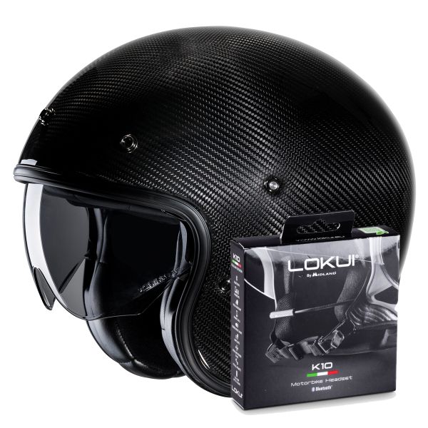Jet HJC V31 Carbon Black + Kit Bluetooth Lokui K10 Jet HJC V31 Carbon Black + Kit Bluetooth Lokui K10
