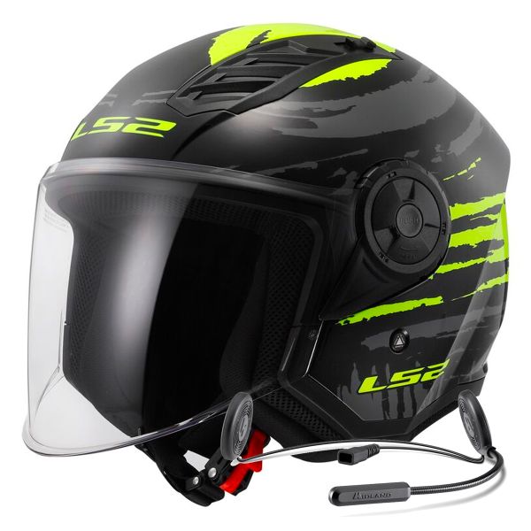 Jet LS2 Airflow II Brush Black H-V Yellow OF616 + Kit Bluetooth Lokui K10 Jet LS2 Airflow II Brush Black H-V Yellow OF616 + Kit Bluetooth Lokui K10