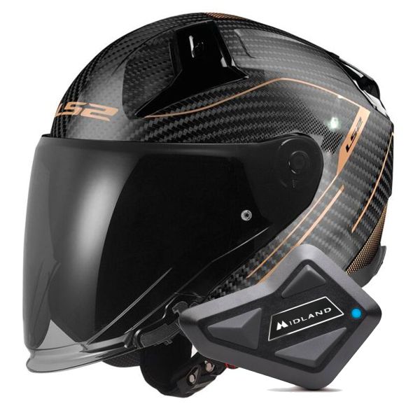 Jet LS2 Infinity II C Counter Antique Gold OF603 + Kit Bluetooth BT Mini