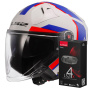 Casque Jet LS2 Infinity II Focus White Blue Red OF603 + Kit Bluetooth 4X Cardo