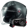 Casque Jet LS2 Infinity II Gloss Carbon OF603 + Kit Bluetooth 5S Solo