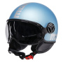 Casque Jet Momo Design FGTR Evo Blu Primavera Opaco Argento