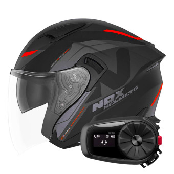 Jet NOX N130 Klint Matt Black Orange + Kit Bluetooth 5S Solo
