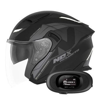 Jet NOX N130 Klint Matt Black White + Kit bluetooth 5R Lite Solo