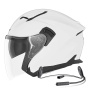 Casque Jet NOX N130 Pearl White + Kit Bluetooth Lokui K10