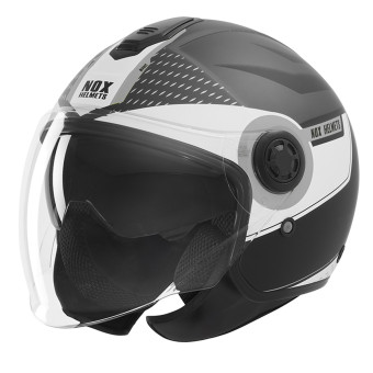 Casque Jet NOX N182 Round Mat Black Silver