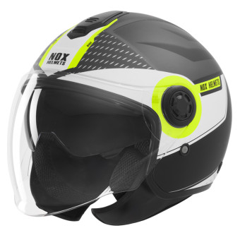 Casque Jet NOX N182 Round Mat Black Yellow
