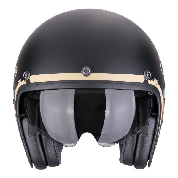 Scorpion Belfast Evo Adonis Nero Opaco Beige + kit Bluetooth Exo-Com Link-1