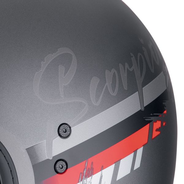 Scorpion Belfast Evo Adonis Silver Mat Red + Kit Bluetooth Exo-Com Link-1C