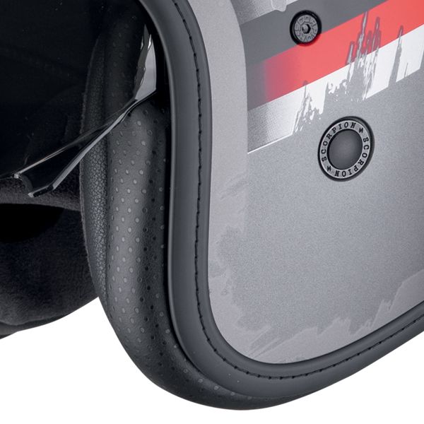 Scorpion Belfast Evo Adonis Silver Mat Red + Kit Bluetooth Exo-Com Link-1C