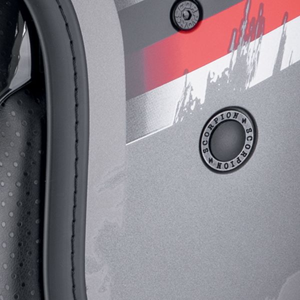 Scorpion Belfast Evo Adonis Silver Mat Red + Kit Bluetooth Exo-Com Link-1C