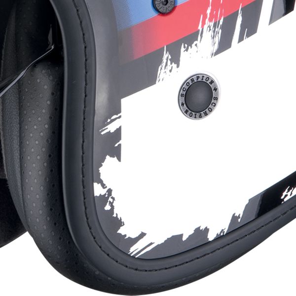Scorpion Belfast Evo Adonis Bianco Rosso Blu + Kit Bluetooth Exo-Com Link-1C