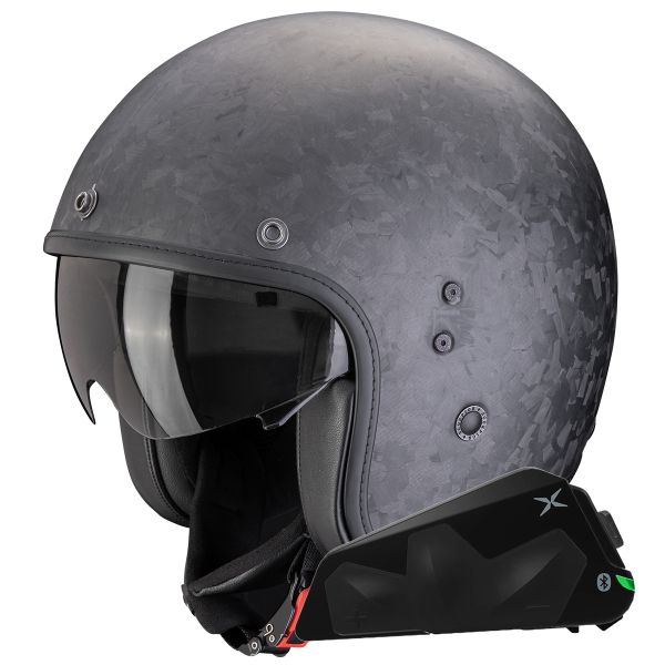 Jet Scorpion Belfast Evo Carbon Onyx Nero Opaco + Kit Bluetooth Exo-Com Link-1C Jet Scorpion Belfast Evo Carbon Onyx Nero Opaco + Kit Bluetooth Exo-Com Link-1C