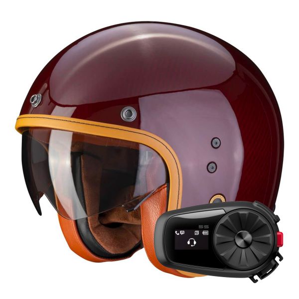 Jet Scorpion Belfast Evo Carbon Red + Kit Bluetooth 5S Solo