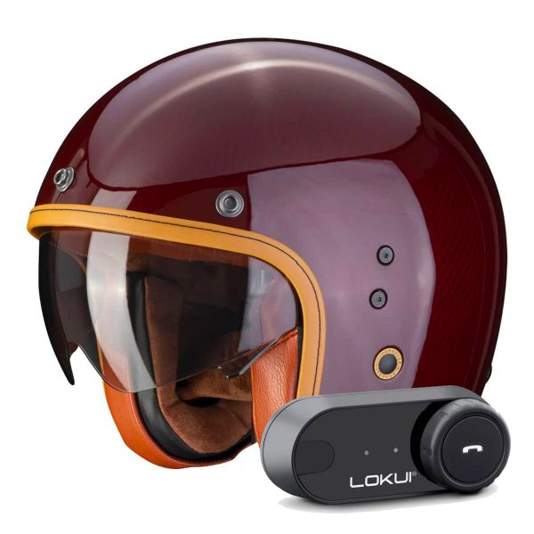 Jet Scorpion Belfast Evo Carbon Red + Kit Bluetooth Lokui K30