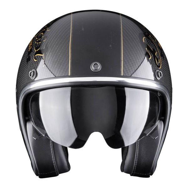 Scorpion Belfast Evo Carbon Zippy Nero Oro + Kit Bluetooth Exo-Com Link-1