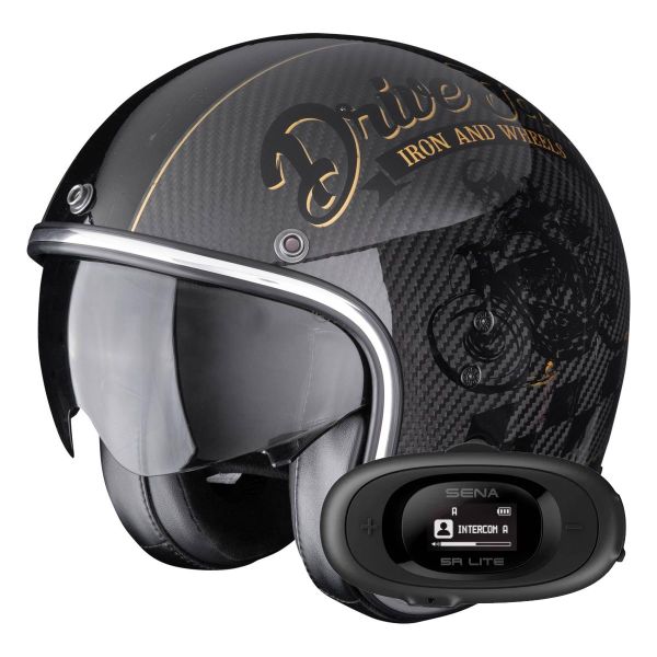 Jet Scorpion Belfast Evo Carbon Zippy Black Gold + Kit bluetooth 5R Lite