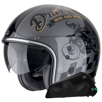 Jet Scorpion Belfast Evo Drive Fast Argento Nero Oro + Kit Bluetooth Exo-Com Link-1C
