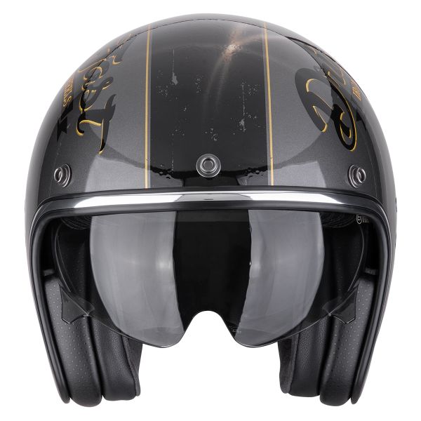 Scorpion Belfast Evo Drive Fast Argento Nero Oro + Kit Bluetooth Exo-Com Link-1C