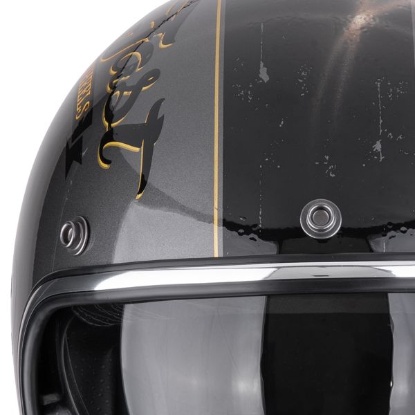 Scorpion Belfast Evo Drive Fast Argento Nero Oro + Kit Bluetooth Exo-Com Link-1C