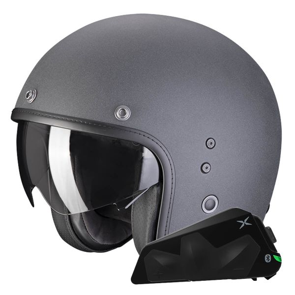 Jet Scorpion Belfast Evo grigio grafite + kit Bluetooth Exo-Com Link-1C