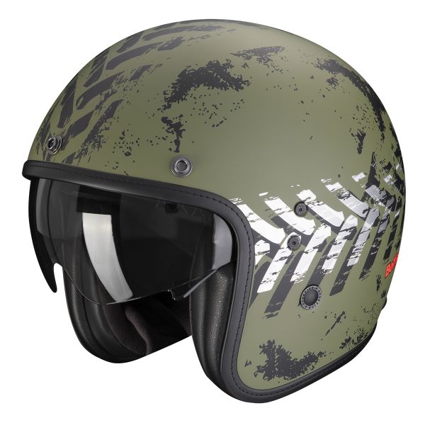 Scorpion Belfast Evo Nevada Matt Green Silver + Kit Bluetooth BT Mini