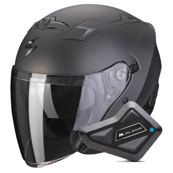 Casque Jet Scorpion Exo 230 Anthracite Matt + Kit Bluetooth BT Mini Casque Jet Scorpion Exo 230 Anthracite Matt + Kit Bluetooth BT Mini