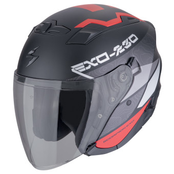 Scorpion Exo 230 Band Nero opaco Rosso argento + Kit Bluetooth Exo-Com Link-1C